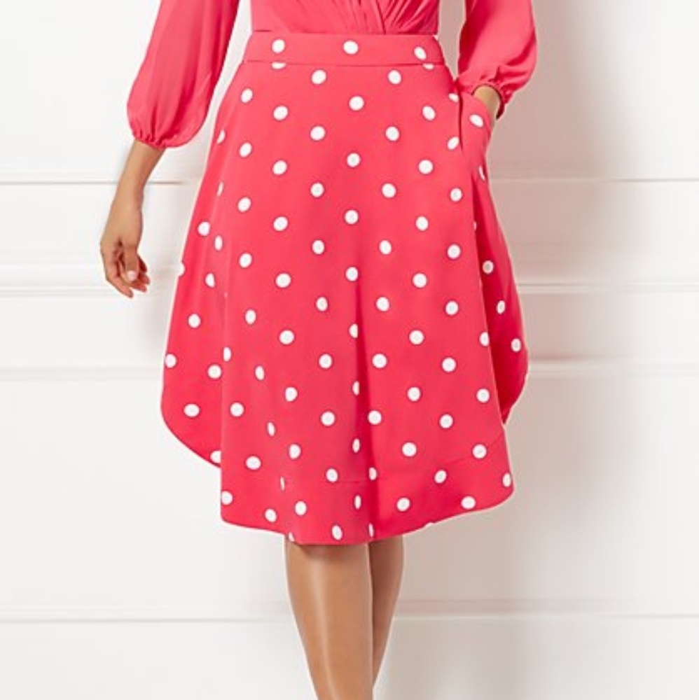 White polka dot pink skirt